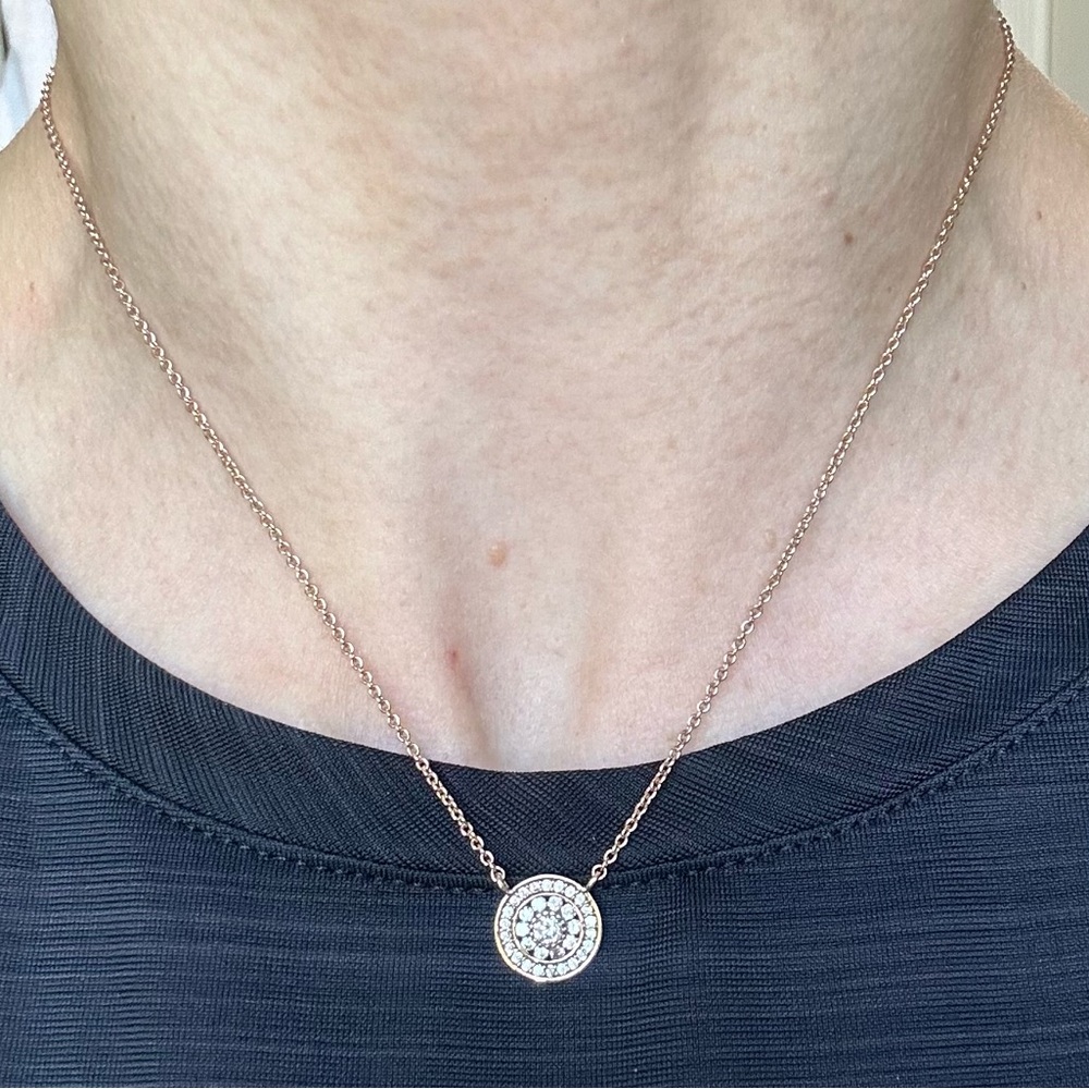 Rose Gold Necklace Rhinestone Sundial Pendant